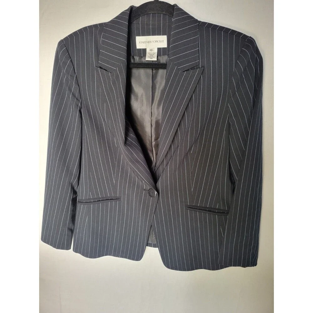 Jones New York Blazer 10 Single Breasted One Button Stripe